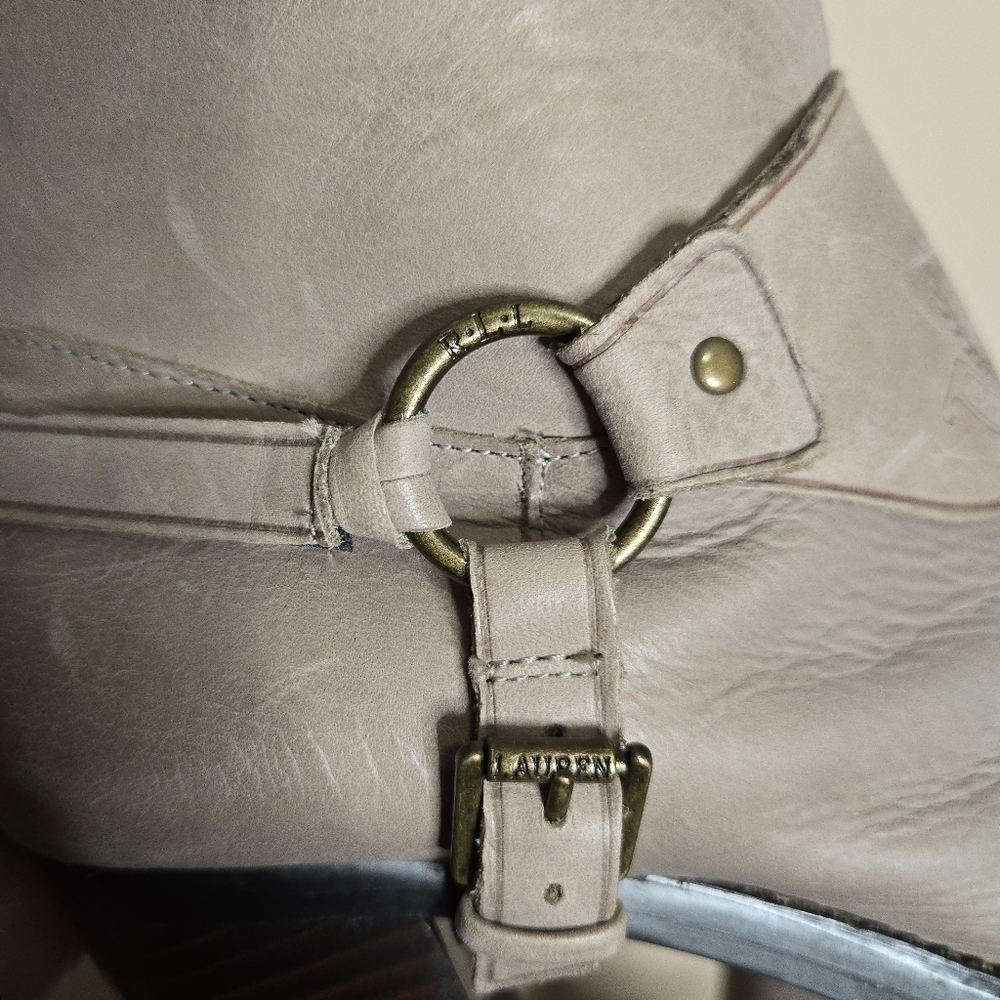 Lauren Ralph Lauren Delsa Burnished Leather Knee High Riding Boots - Picture 12 of 15